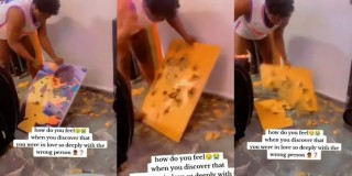 Man Destroys Frame Girlfriend Got For Him After She Broke Up With Him