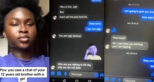 Nigerian lady breaks internet, leaks shocking conversation between her 12-year-old brother and a girl