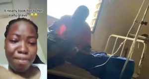 Nigerian lady cries profusely over heartbreak, ends up in hospital