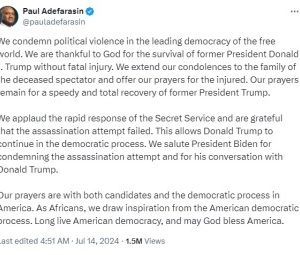 Nigerians Drag Pastor Paul Adefarasin, For Speaking Against The Assassination Attempt On Donald Trump But Was Silent During 2023 Elections