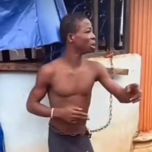 Thief Caught And Made To Dance To Hit Songs While Chained To Burglary In Viral video