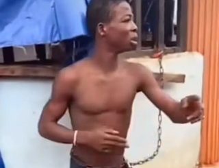 Thief Caught And Made To Dance To Hit Songs While Chained To Burglary In Viral video