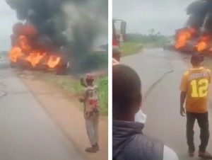 Two Die As Fuel Tanker Explodes Along Ljebu-Ode-Ibadan Expressway (video)