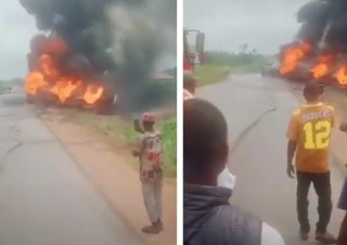 Two Die As Fuel Tanker Explodes Along Ljebu-Ode-Ibadan Expressway (video)