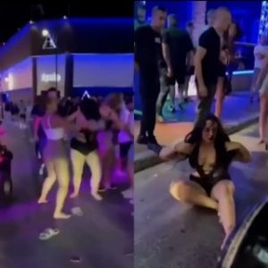 Two Women Fight Dirty In Street ‘Over A Man’ While On Vacation In Greece (video)