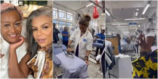 DJ Cuppy visits her mum’s grand dry cleaning factory