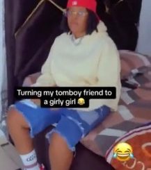 Lady Transforms Her Tomboy Friend Into A Feminine Beauty (Photos)