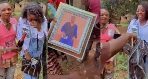 Lady recounts touching moment bike man surprised her with picture frame on sign out day