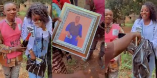 Lady recounts touching moment bike man surprised her with picture frame on sign out day