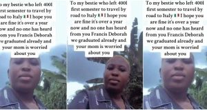 Lady ‘mysteriously’ disappears without a trace after traveling to Italy by road