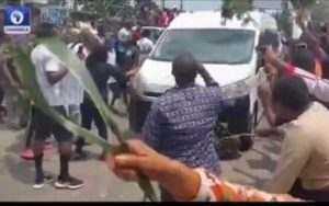 Moment Protesters In Rivers State Briefly Obstructed Gov. Fubara (Video)