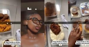 Nigerian lady causes buzz as she buys full plate of rice and chicken for ₦1k amid harsh economy