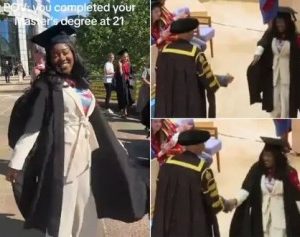 Nigerian lady over the moon as she bags Master’s degree at 21