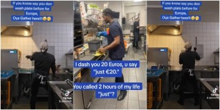 Nigerian man relocates to Europe, celebrates as he lands ‘plate-washing’ job