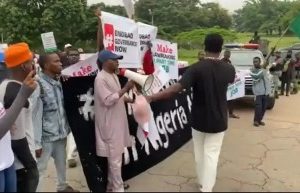 Protesters Already Gathered At The MKO Abiola Stadium In Abuja