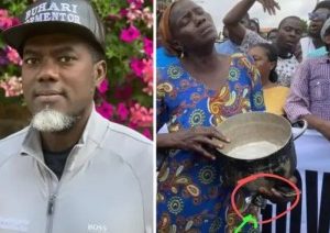 Reno Omokri reacts to trending photo of woman holding an empty pot at the Lagos protest ground