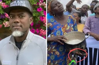 Reno Omokri reacts to trending photo of woman holding an empty pot at the Lagos protest ground