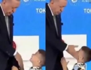 Turkish president Erdogan slaps a child for not kissing his hand (video)