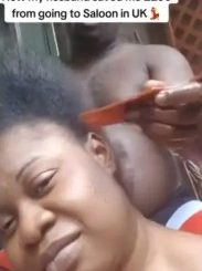 UK-Based Nigerian Man Plaits Wife’s Hair To Save £200 Cost (Photos)