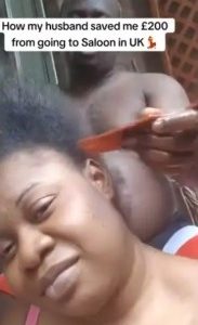 UK-Based Nigerian Man Plaits Wife’s Hair To Save £200 Cost (Photos)