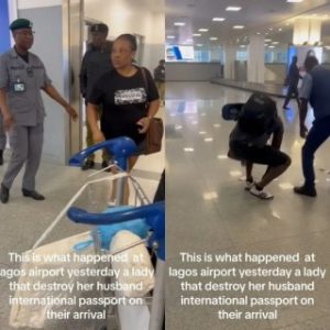 Woman destroys husband’s international passport as they arrive at the international airport in Lagos 