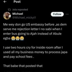 Man Boards Bus To Ajah Instead Of Abule Egba, Cries For 2 Hours After U.S. Visa Rejection