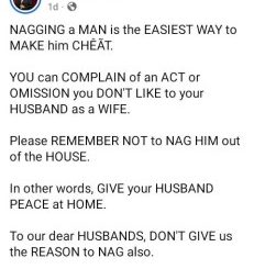 Nagging A Man Is The Easiest Way To Make Him Cheat – Nigerian Lawyer Says