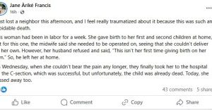 Lady Passes Away Following Week-Long Labour Due To Husband’s Refusal To Take Her To Hospital