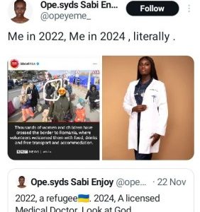 Russia-Ukraine War: Former Nigerian Refugee Celebrates As She Becomes A licensed Medical Doctor