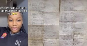 Lady Shocks The Internet By Flaunting Her Mother’s 90s Bride Price List From Imo State