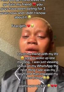 Lady shattered as boyfriend of 10 years dumps her to engage her bestie