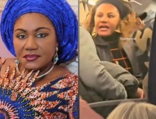 Former Anambra First Lady Ebele Obiano gets into altercation with fellow passenger on airplane (video)