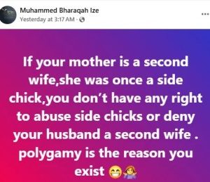 If Your Mother Is A Second Wife, She Was Once A Side Chick – Nigerian Lady Says