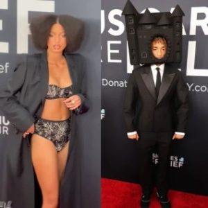 Jaden Smith Wears House On His Head And His Sister Willow Smith Wears Lingerie As They Attend Grammys Together (photos/video)