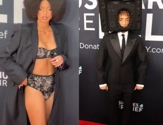 Jaden Smith Wears House On His Head And His Sister Willow Smith Wears Lingerie As They Attend Grammys Together (photos/video)