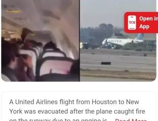 United Airlines Plane Catches Fire On Runway, Passengers Panic (Video)