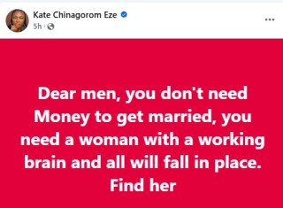 “You don’t need money to get married, you need a woman with a working brain” – Nigerian marriage therapist tells men