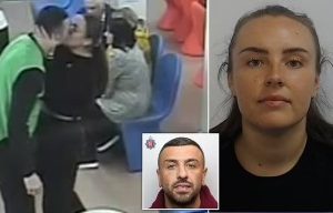 Moment female police officer is caught kissing jailed criminal she was having an affair with as she is jailed for nearly four years