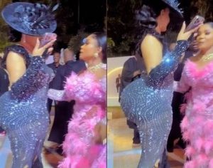 Guest with a massive backside, steals spotlight at Priscilla and Juma Jux’s wedding in Tanzania (video)