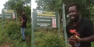 Man weeps as he’s forced to read warning sign after defecating in forest
