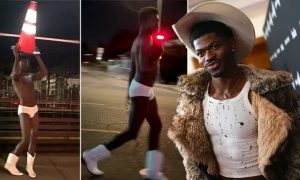 Video of Lil Nas X walking through the streets of LA around 4 AM wearing only underwear before his arrest for possible overdose